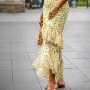 H&M Floral Tiered Maxi Skirt XS